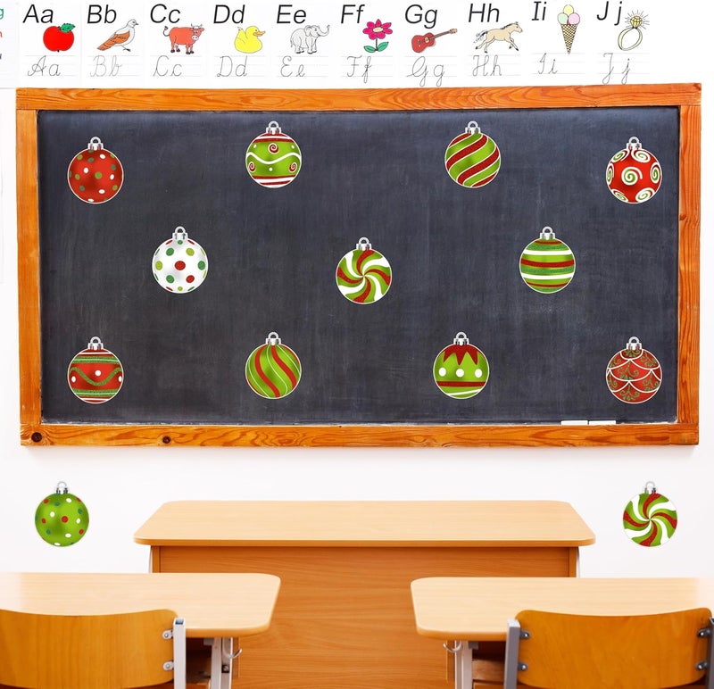TREWAVE Christmas Ball Cutouts Christmas Bulletin Board Decorations Classroom Winter Holiday Cut-Outs Ornaments Home School Xmas Stickers for Wall Window Blackboard Decor - Image 4